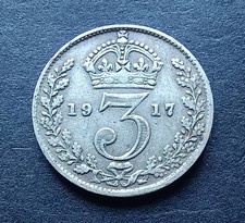 1917 Silver Threepence - King