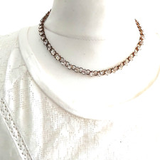 Vintage style diamante circular chain choker necklace flapper mixed metal