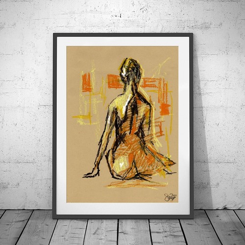 Framed nude life drawing - nude,