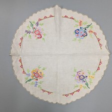 Pretty Vintage Hand Embroidered Tray Cloth