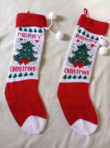 Pair vintage christmas knitted - pair,