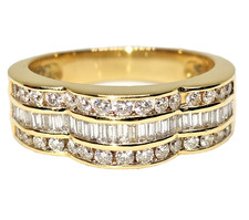 18Ct Yellow Gold 1.00Ct 3 Row