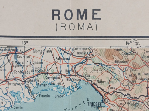 Original ww2 map - of, italy