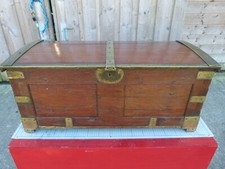 RARE 19thC MAHOGANY MILITARY CAMPAIGN MAP CHEST,HEAVILY BOUND.LOVELY DETAILING.