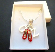 Dorothy's Ruby Slippers Wizard OZ Pendant Necklace in Box Gift