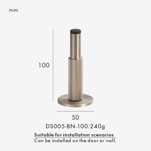 Brass knurled door stop - “brass,