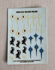 Warhammer High Elf Silver Helms Transfer Sheet Decals New 1997 Elves Gw Games