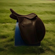 18" Thorowgood Non Adjustable GP Black Suede / Leather Horse Saddle Wide/X Wide.