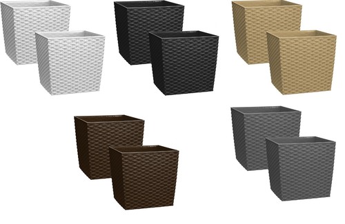 2pc rattan effect - rattan, pot