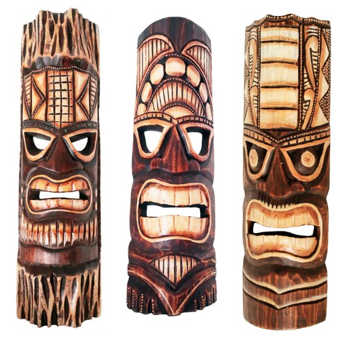 Tiki mask wooden wall - wooden, plaque