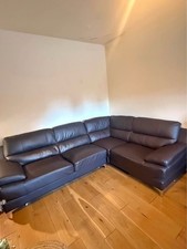 Lush Comfy Brown Leather Corner Sofa L-Shape Sofa (PTP)