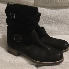 Next Women's Black Forever Comfort Leather Slouch Ankle Boots uk 5 rrp£69