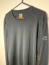Icebreaker Mens Baselayer Shirt Medium Black 200 Bodyfit Merino Wool Long Sleeve