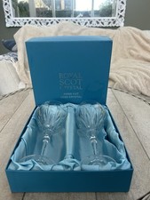 Royal Scot Crystal Wine Glasses Set of 2 Hand Cut Lead Crystal