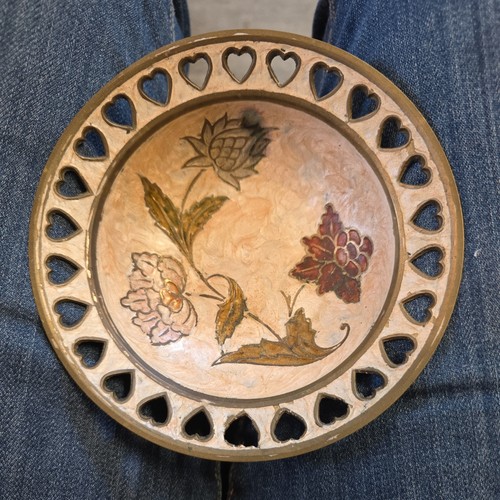 Vintage brass enamel hand - brass,