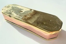 Antique Dutch Brass & Copper Tobacco Tin, 1700s Engraved Harbour Scene Box