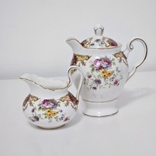 Tuscan Fine China Provence Minature Teapot & Creamer/Milk Jug VGC 