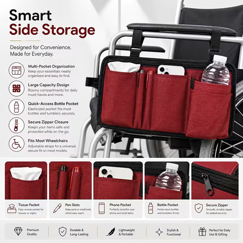 Wheelchair side bag armrest - wheelchair,