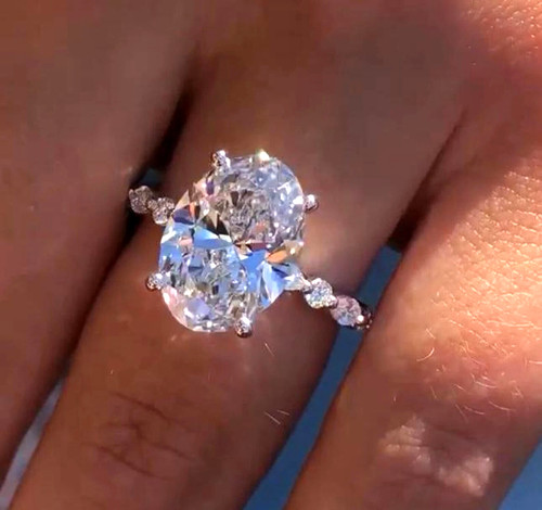 Oval diamond ring 14k - ring,