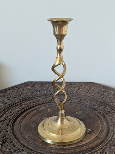 Barley twist brass candlestick - twist,