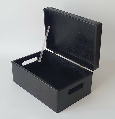 Wooden black box storage chest - storage,