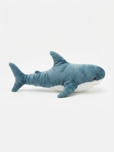 Blue and white shark - blue, plush