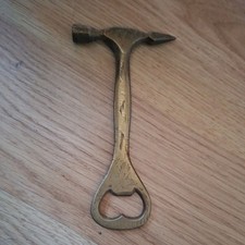 VINTAGE BRASS TOFFEE HAMMER AND BOTTLE OPENER COMBINED ETCHED DESIGN