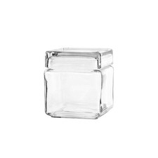 85587R 1 Quart Stackable Square Clear Glass Storage Jar