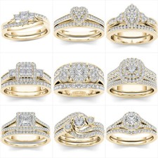 Elegant 18k Yellow Gold Plated Rings Women Cubic Zirconia Jewelry Gift Size 6-10