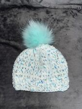 New hand knitted baby pom pom hat - Mint Green - Unisex. So Cute