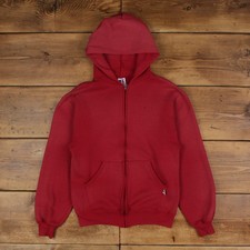 Vintage Russell Athletic Blank Hoodie S 90s USA Made Roundneck Hooded Mens Red