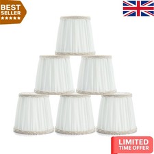 Chic Set of 6 Clip-On Lamp Shades - Beige Chiffon for Crystal Chandeliers
