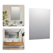 60x45cm Plain Rectangle Frameless Thick Glass Pre-Drilled Holes Decor Mirror