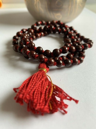 Rare red sandalwood mala - sandalwood,