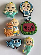 Set Of  6 Premium COCOMELON Flexible Silicone Shoe Charm Or Cake Decorations
