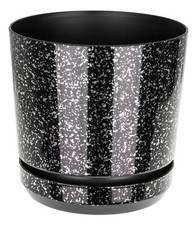 Plastic Black Marble Plant Pot