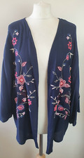 Ladies Size M Blue Floral Short Sleeve Cardigan Great Condition 