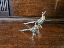 Saturno  Silver and Enamel Pheasant- Fully Hallmarked Sterling Silver