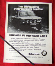 BMW 2002 tii RAC RALLY SUCCESS 1973 ORIGINAL VINTAGE ADVERT