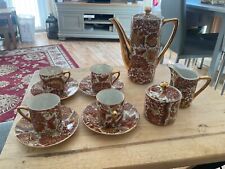 Antique Japanese Porcelain 11 Piece Paisley Pattern & Gilded Coffee Set