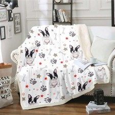 French Bulldog Sherpa Fleece Throw Blanket, 3D Animal Theme. Single 50x60 Inch