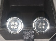 Men silver cufflinks button - silver,
