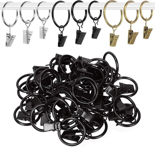 40pcs black curtain rings with - black,
