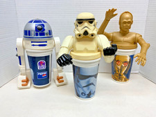 Star Wars 1997 Taco Bell Pepsi Figure Cups Toppers R2-D2 C-3PO STORMTROOPER