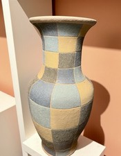 Vintage Modernist Vase Chequered Geometric 1980’s 90’s Tall Exceptional 36cm