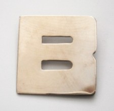 M117) Vintage silver Letter B Monogram name badge brooch pin