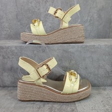 River Island Ladies Wedge Espadrille  Sandals Buckle Yellow Size UK 2 EU 35