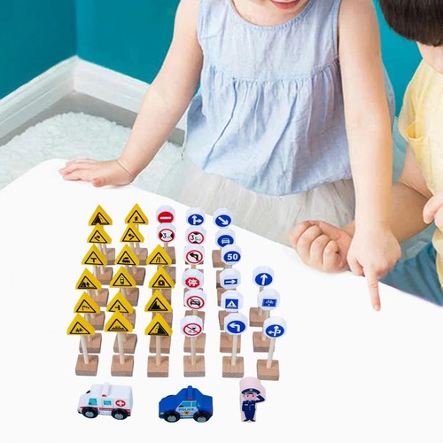 Wood road signs toy learning - signs,