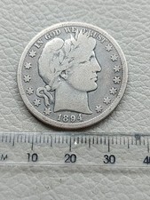 An 1894 S USA United States Silver Barber Half Dollar Coin