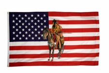 USA Indian On Horse Flag 5 x 3
